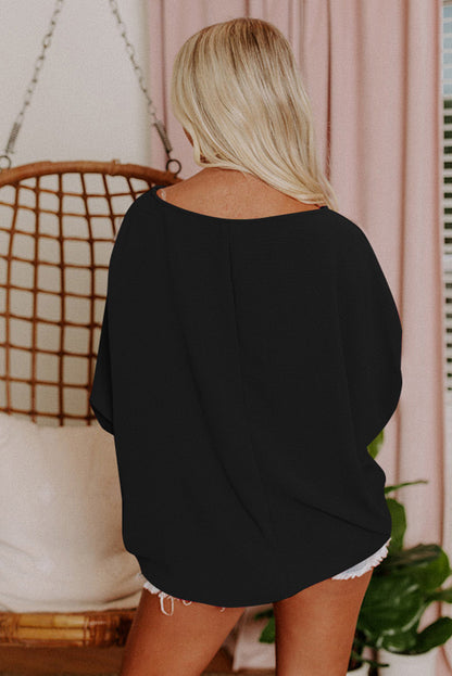 Black Smocked Wrist Shift Top - Nicole Lee Apparel