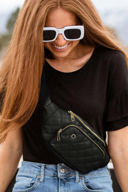 Brown Rhombus Pattern Simple Waist Bag - Nicole Lee Apparel