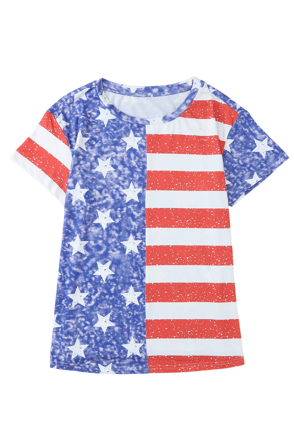 Stripe American Flag Print Distressed Crew Neck T Shirt - Nicole Lee Apparel