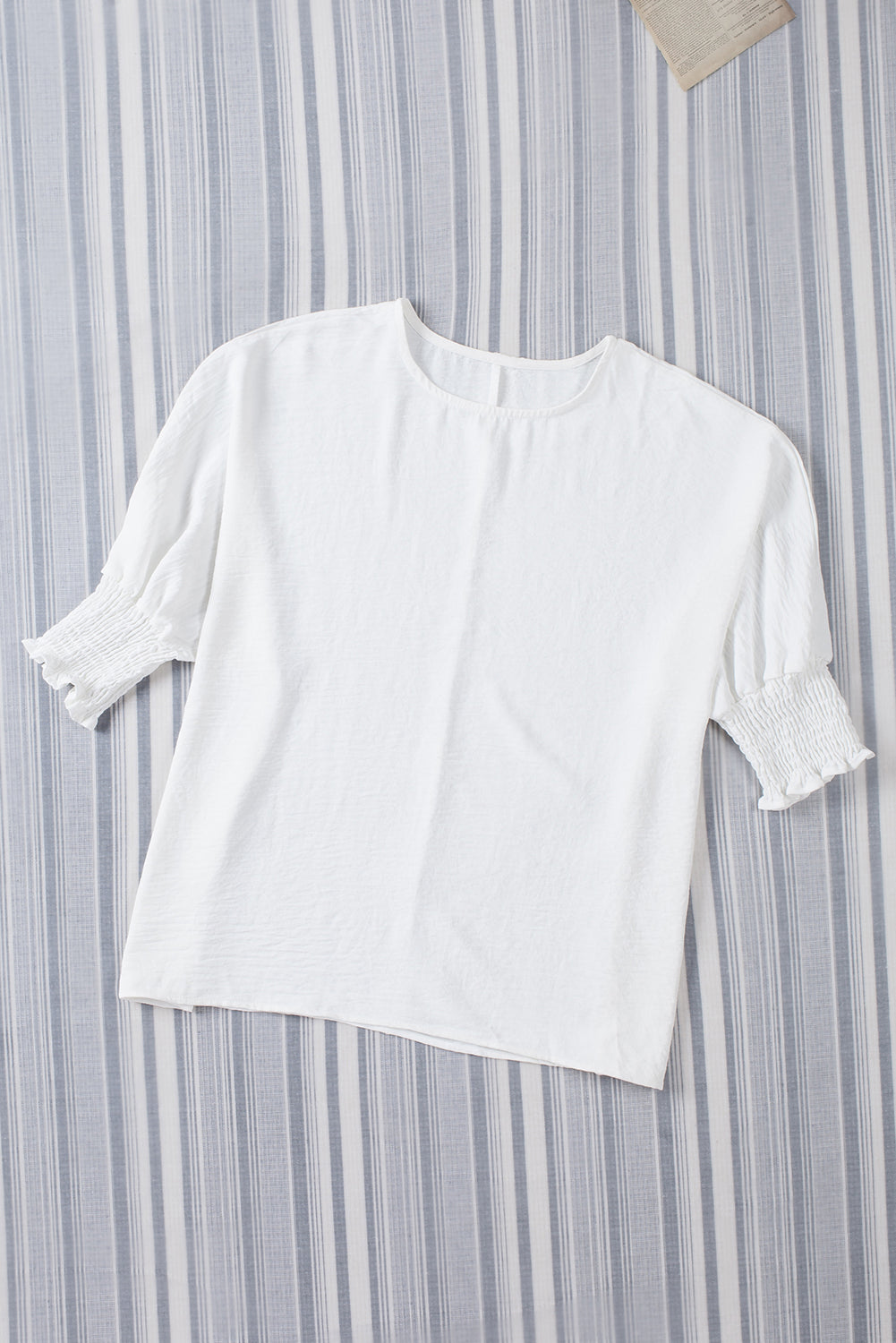 White Smocked Wrist Shift Top - Nicole Lee Apparel