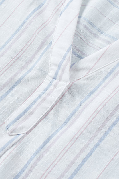 Striped Print Loose Fit Short Sleeve Top - Nicole Lee Apparel