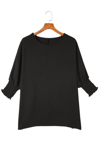 Black Smocked Wrist Shift Top - Nicole Lee Apparel