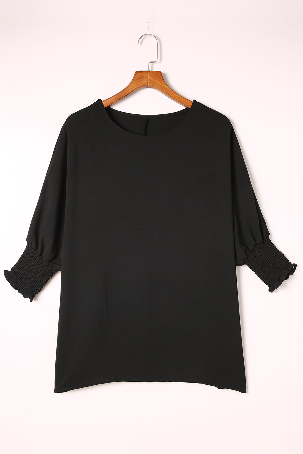 Black Smocked Wrist Shift Top - Nicole Lee Apparel