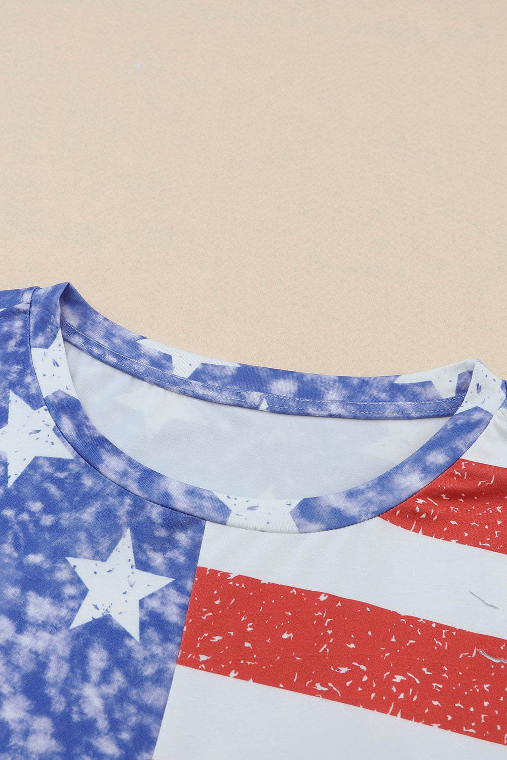 Stripe American Flag Print Distressed Crew Neck T Shirt - Nicole Lee Apparel