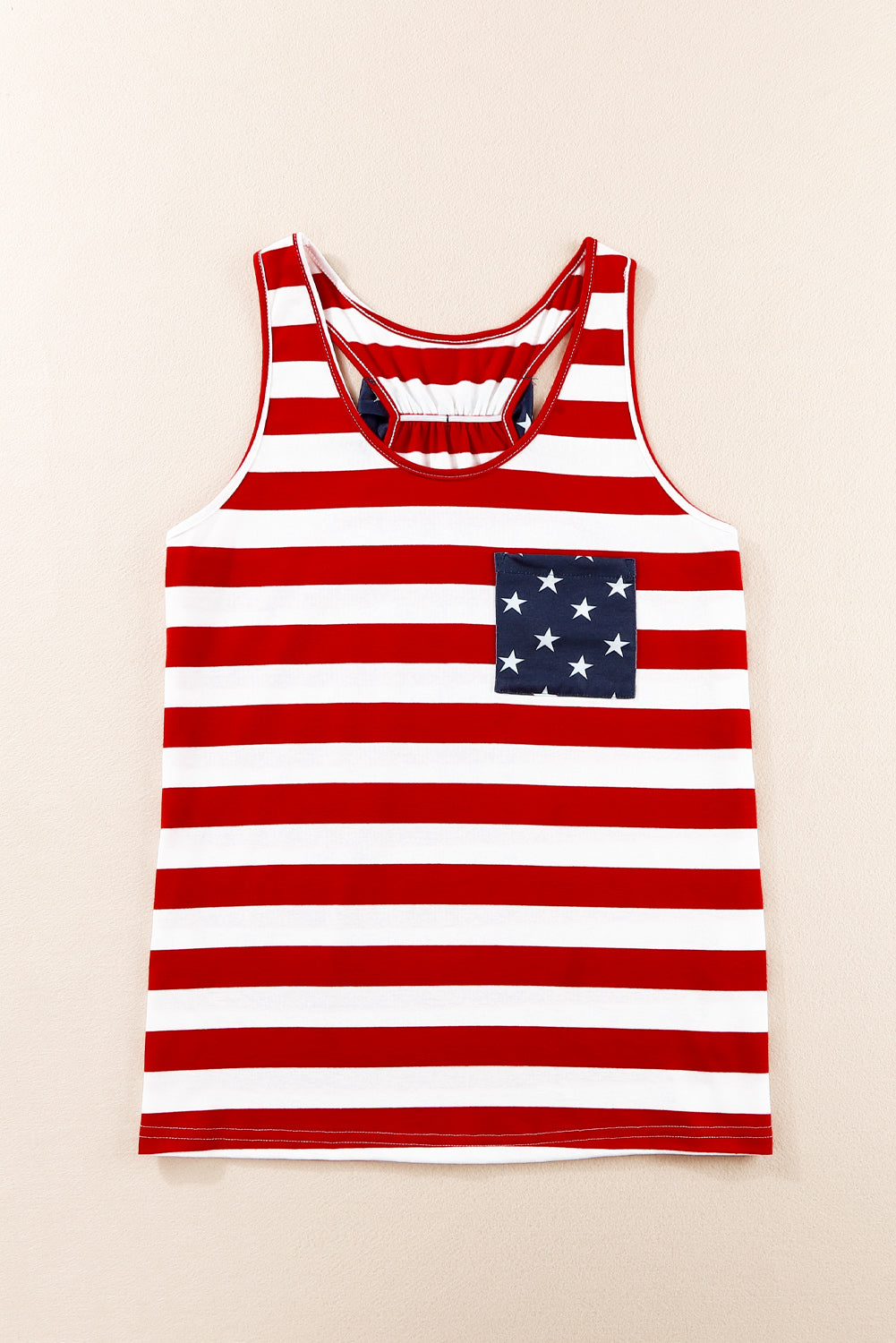 Red Pocket Patch Stars & Stripes Tank Top - Nicole Lee Apparel