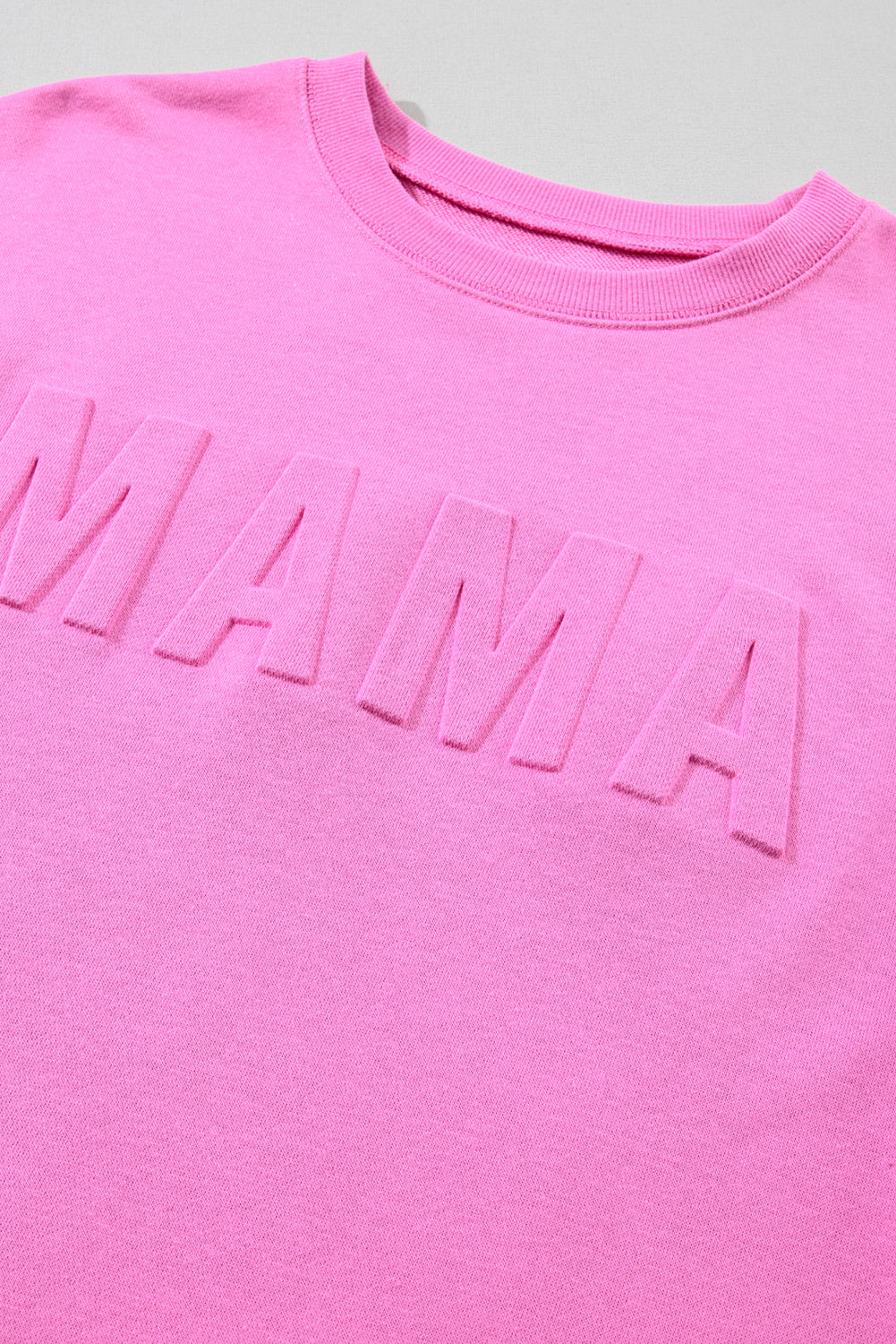 Bright Pink MAMA Letter Embossed Casual Sweatshirt - Nicole Lee Apparel