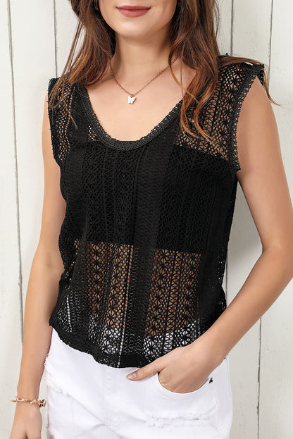 Deep V Openwork Tank - Nicole Lee Apparel