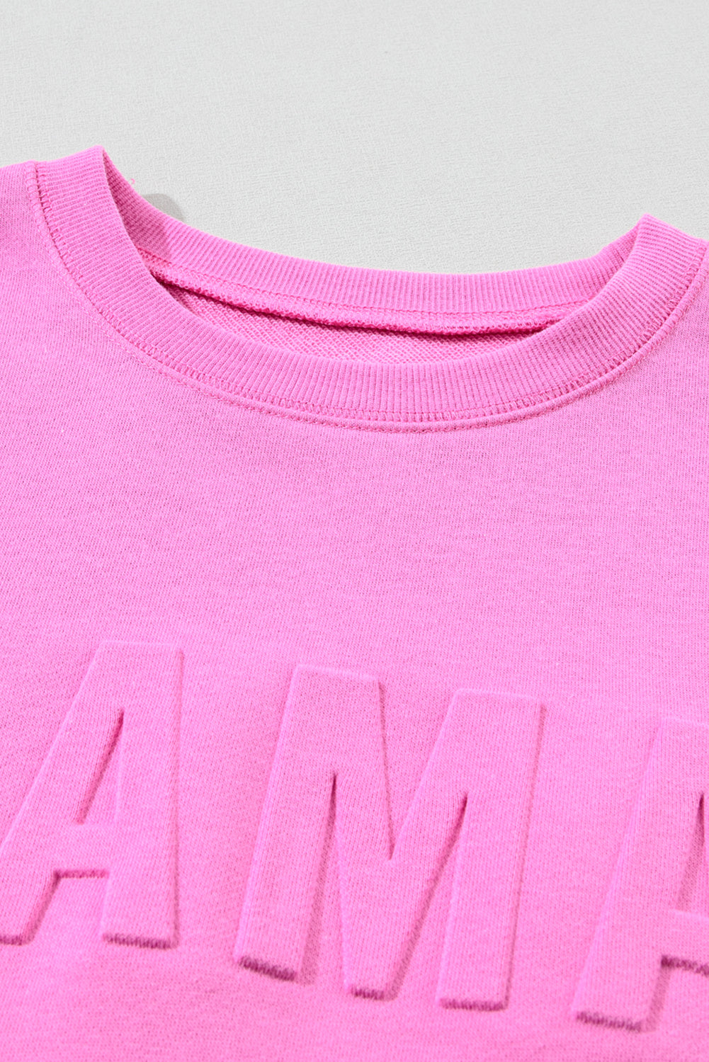 Bright Pink MAMA Letter Embossed Casual Sweatshirt - Nicole Lee Apparel