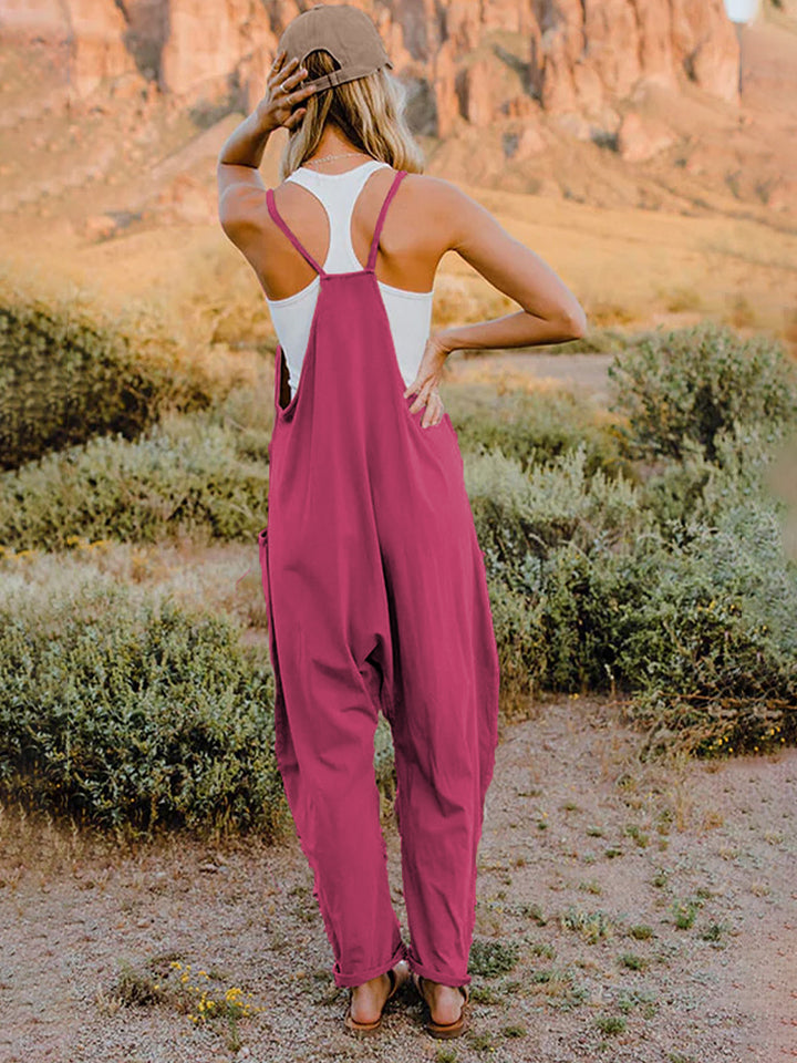 Double Take Full Size Sleeveless V-Neck Pocketed Jumpsuit - Nicole Lee Apparel