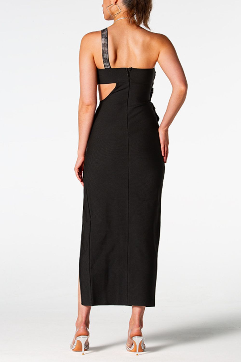 One-Shoulder Cutout Split Dress - Nicole Lee Apparel