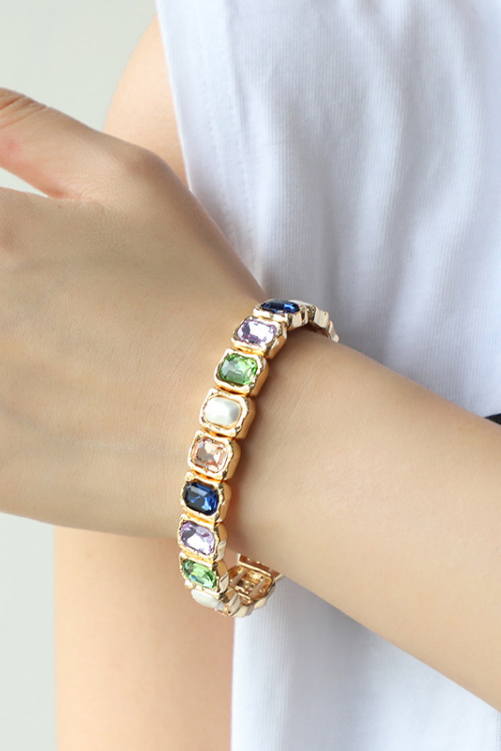 Glass Stone Alloy Bracelet - Nicole Lee Apparel