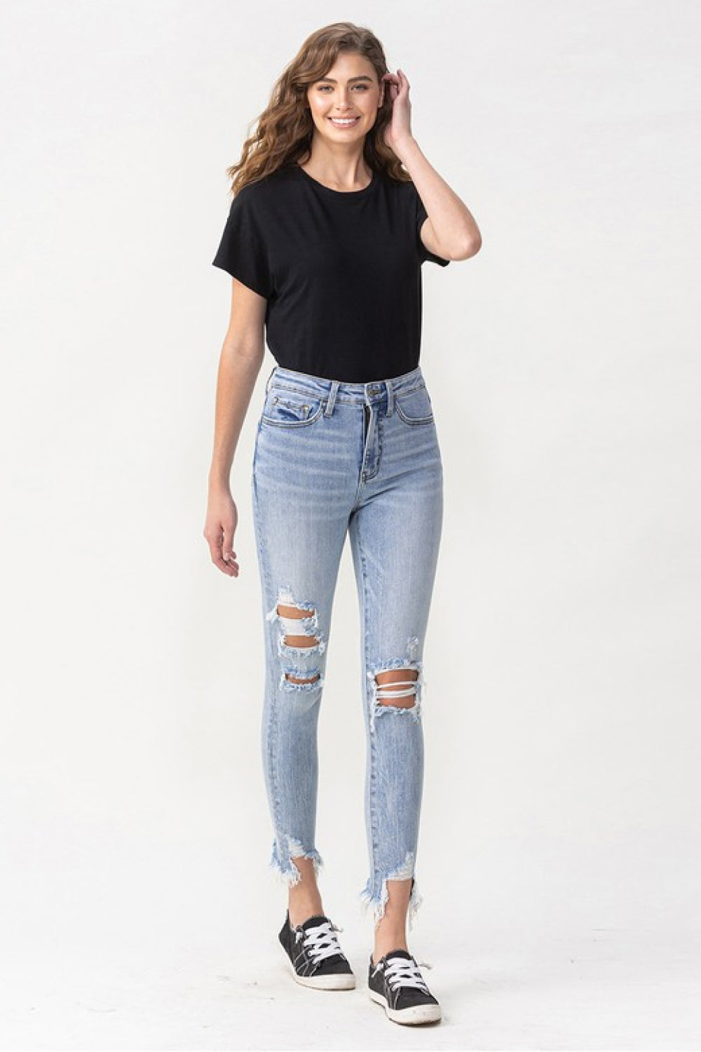 Lovervet Full Size Lauren Distressed High Rise Skinny Jeans - Nicole Lee Apparel