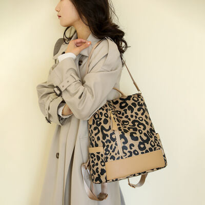 Leopard PU Leather Backpack Bag - Nicole Lee Apparel