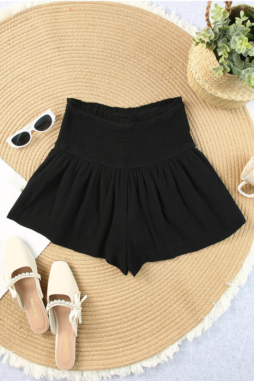 Smocked Waist Culotte Shorts - Nicole Lee Apparel