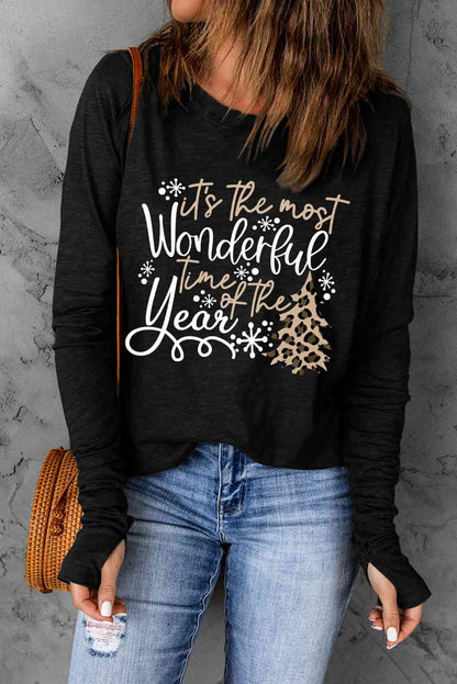 Slogan Graphic Long Sleeve T-Shirt - Nicole Lee Apparel