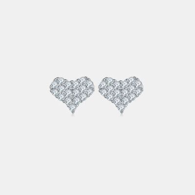 Moissanite 925 Sterling Silver Heart Stud Earrings - Nicole Lee Apparel