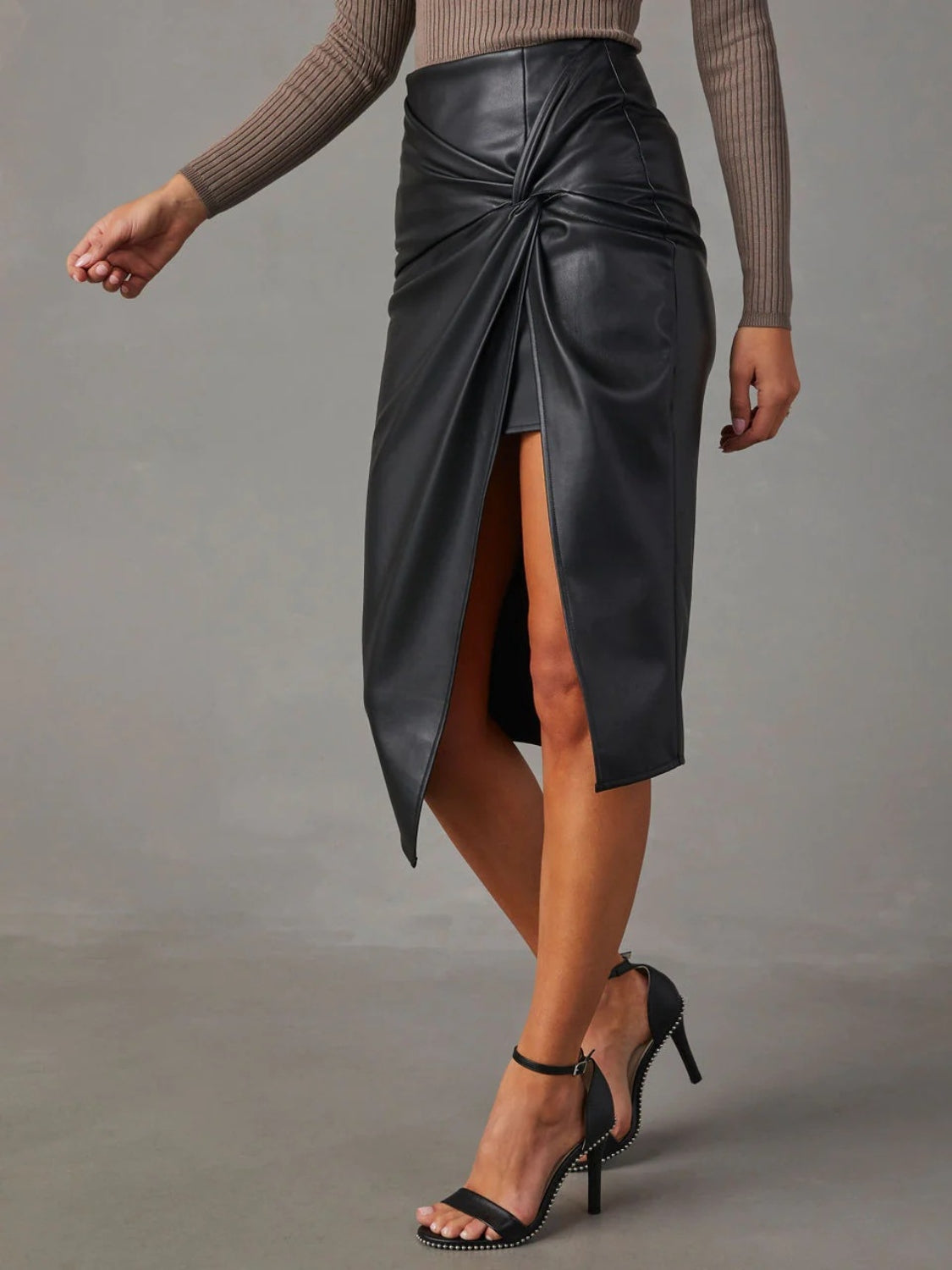 Twist Detail High Waist Skirt - Nicole Lee Apparel