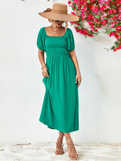 Off-Shoulder Balloon Sleeve Midi Dress - Nicole Lee Apparel