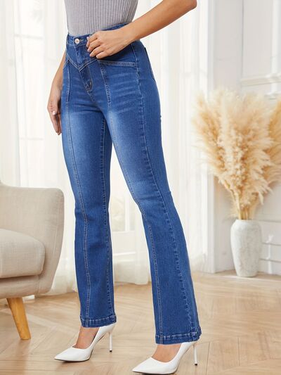 High Waist Bootcut Jeans with Pockets - Nicole Lee Apparel