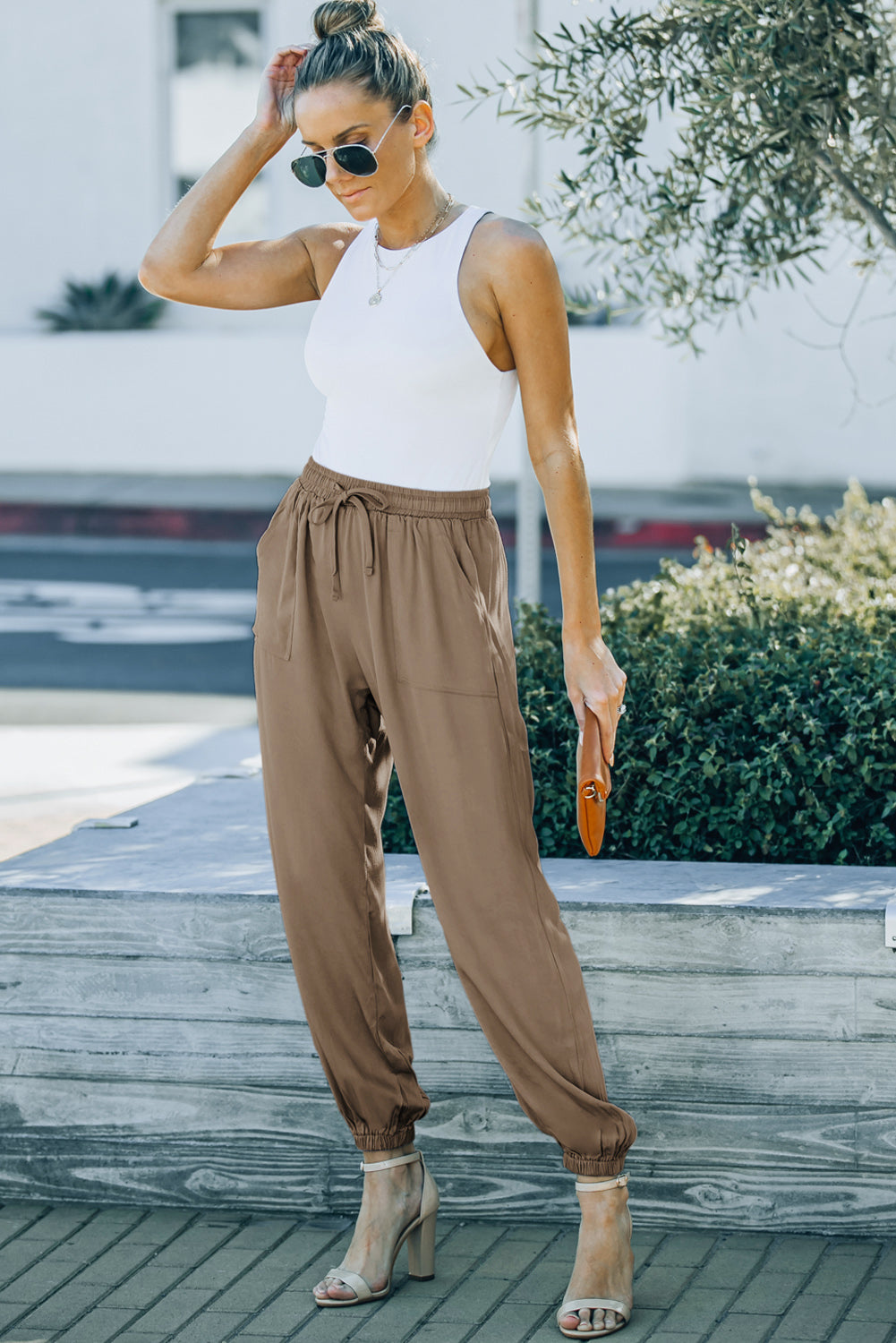 Drawstring Waist Joggers with Pockets - Nicole Lee Apparel