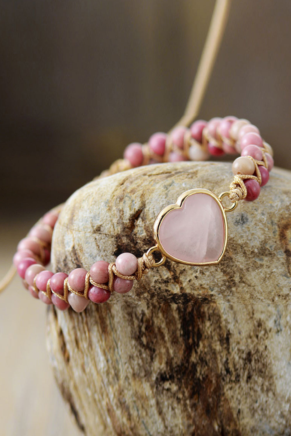 Rose Quartz Heart Beaded Bracelet - Nicole Lee Apparel