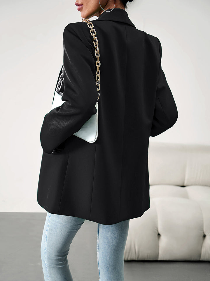 Lapel Collar Long Sleeve Blazer - Nicole Lee Apparel