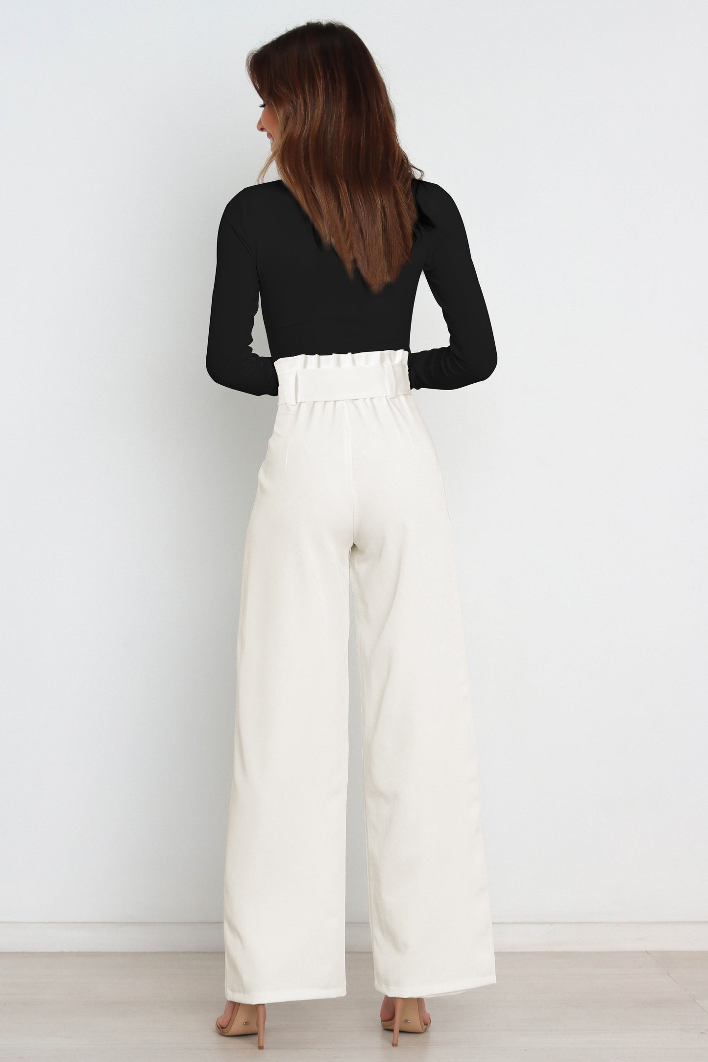 Tie Front Paperbag Wide Leg Pants - Nicole Lee Apparel