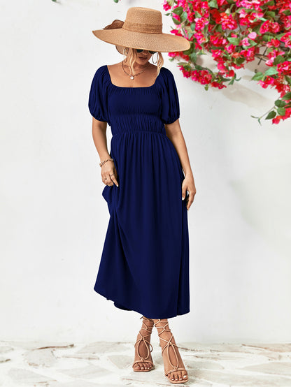 Off-Shoulder Balloon Sleeve Midi Dress - Nicole Lee Apparel