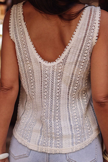 Deep V Openwork Tank - Nicole Lee Apparel