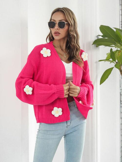 Floral Open Front Long Sleeve Cardigan - Nicole Lee Apparel