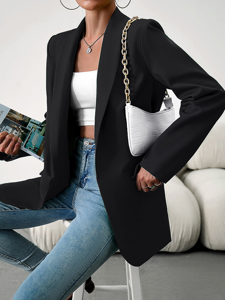 Lapel Collar Long Sleeve Blazer - Nicole Lee Apparel