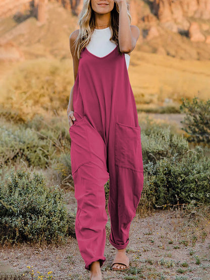 Double Take Full Size Sleeveless V-Neck Pocketed Jumpsuit - Nicole Lee Apparel