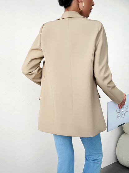 Lapel Collar Long Sleeve Blazer - Nicole Lee Apparel