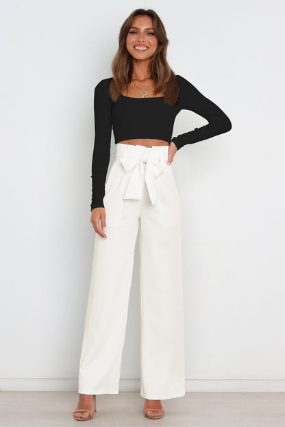 Tie Front Paperbag Wide Leg Pants - Nicole Lee Apparel