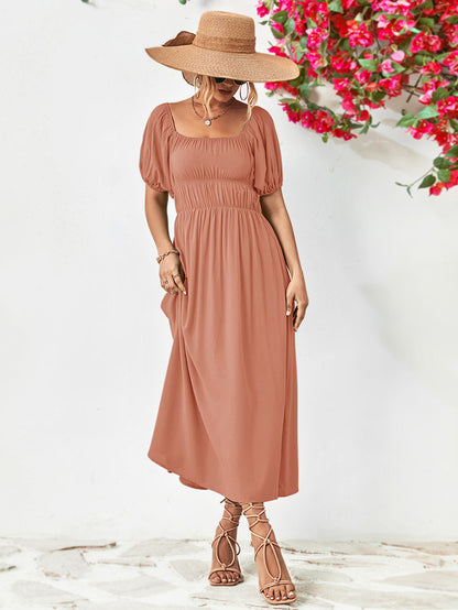 Off-Shoulder Balloon Sleeve Midi Dress - Nicole Lee Apparel