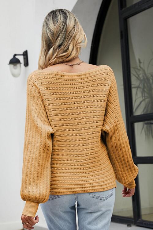 Boat Neck Batwing Sleeve Sweater - Nicole Lee Apparel