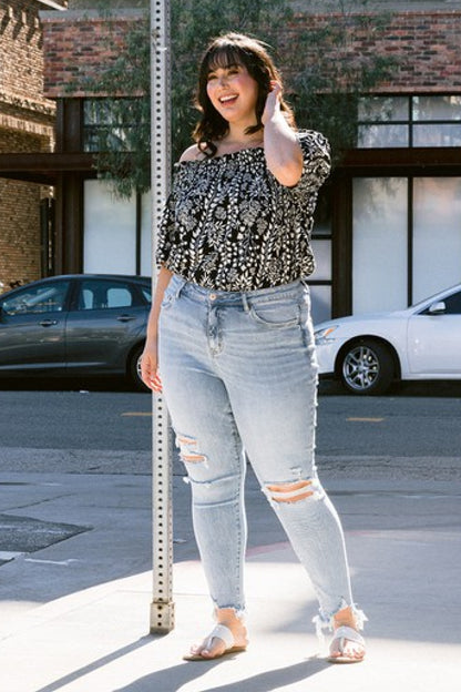 Lovervet Full Size Lauren Distressed High Rise Skinny Jeans - Nicole Lee Apparel