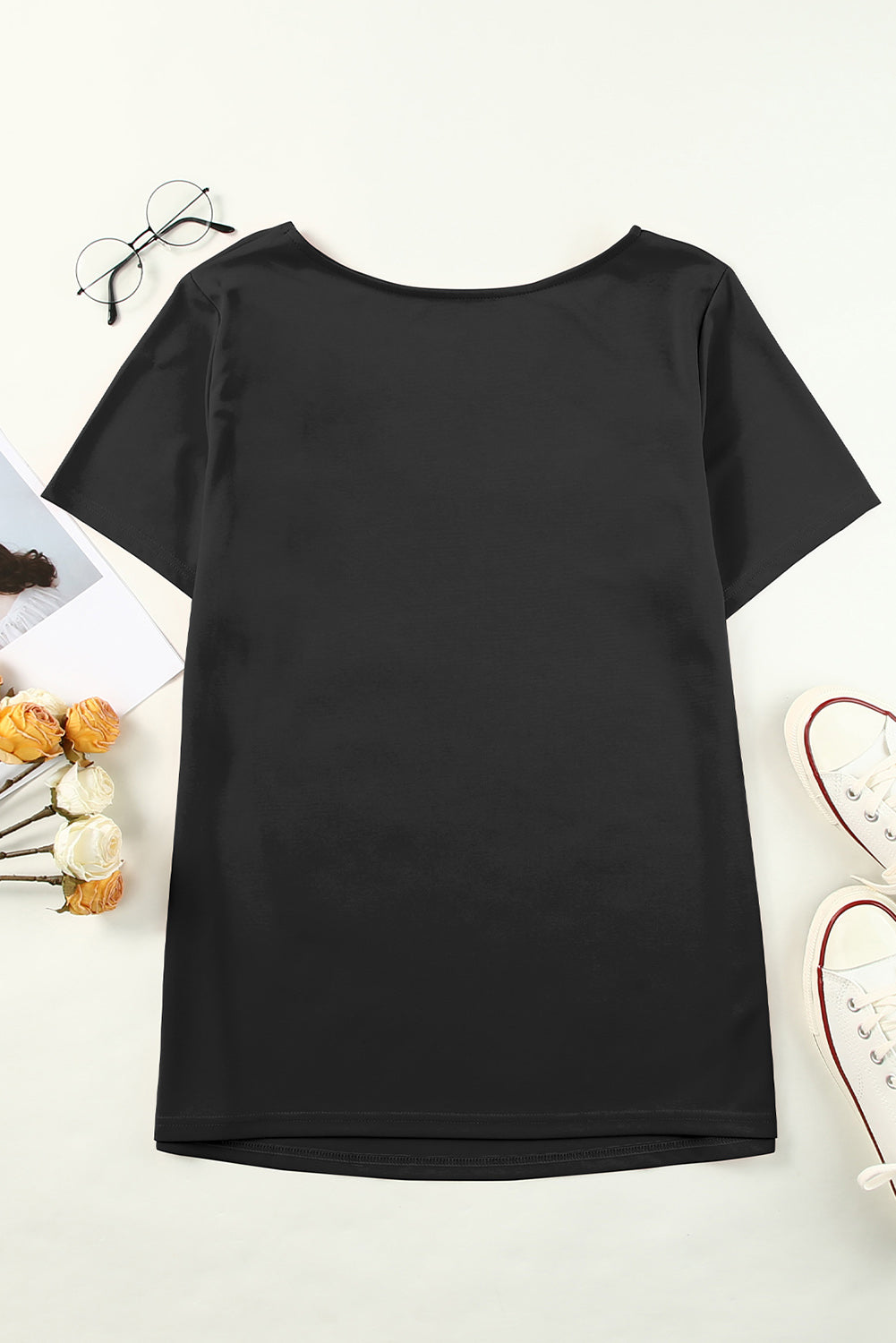 Plus Size Cutout Round Neck Short Sleeve Tee - Nicole Lee Apparel