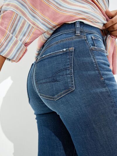 Buttoned Straight Jeans with Pockets - Nicole Lee Apparel