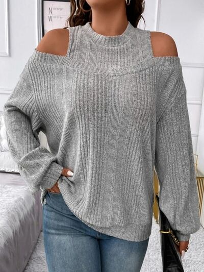 Round Neck Cold Shoulder Sweater - Nicole Lee Apparel