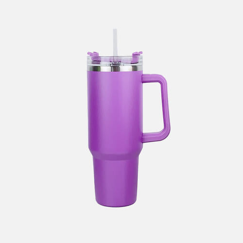 Stainless Steel Tumbler with Handle and Straw - Nicole Lee Apparel