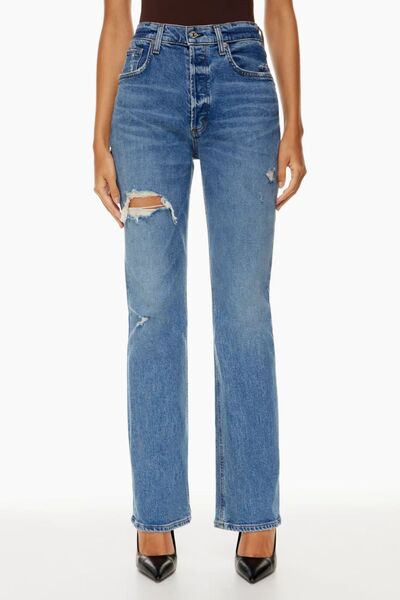 Distressed Straight Jeans with Pockets - Nicole Lee Apparel