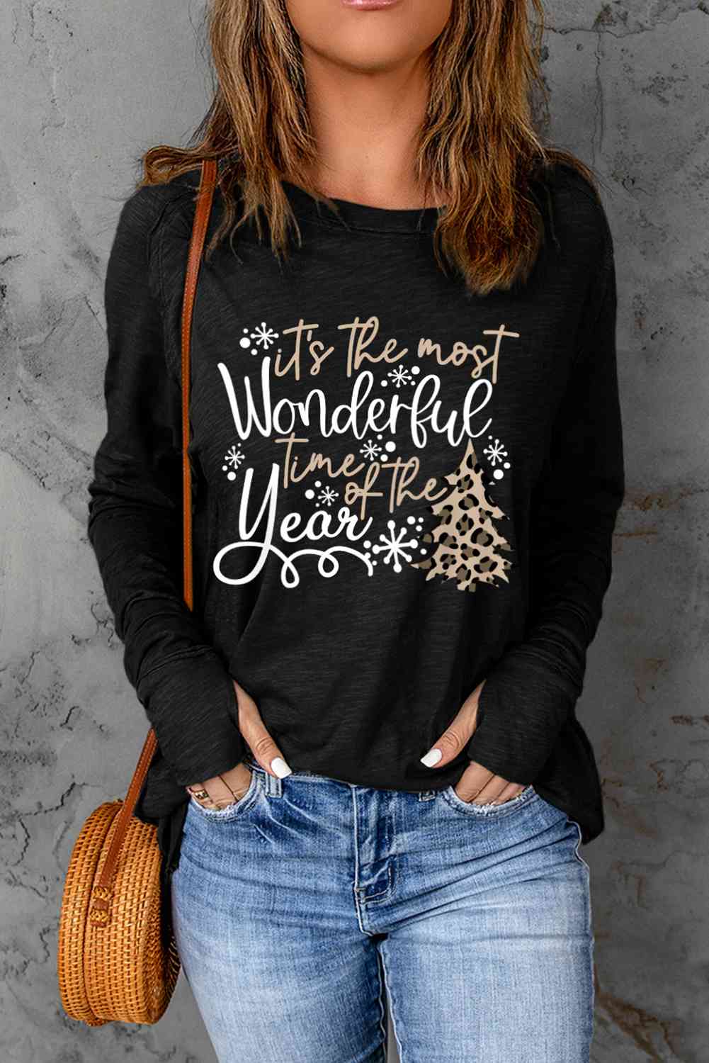 Slogan Graphic Long Sleeve T-Shirt - Nicole Lee Apparel