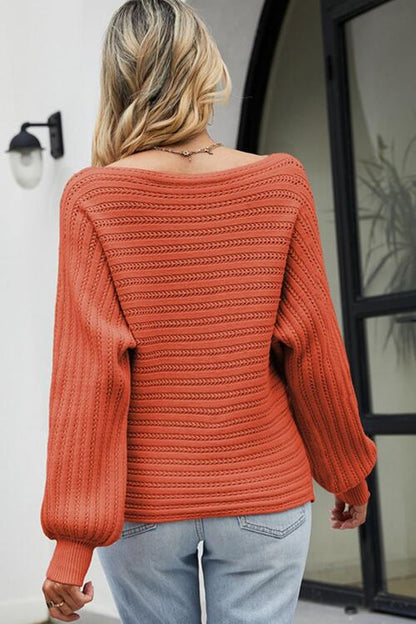 Boat Neck Batwing Sleeve Sweater - Nicole Lee Apparel