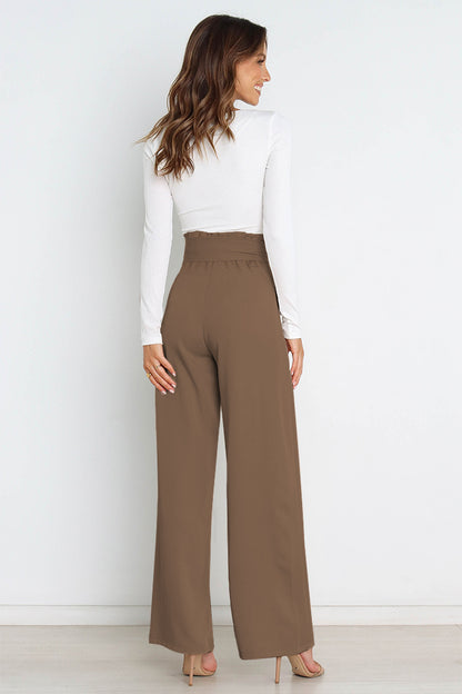 Tie Front Paperbag Wide Leg Pants - Nicole Lee Apparel