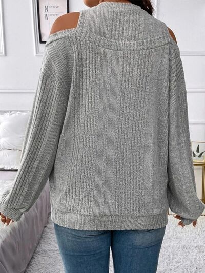 Round Neck Cold Shoulder Sweater - Nicole Lee Apparel