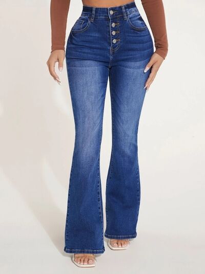 Button Fly Bootcut Jeans with Pockets - Nicole Lee Apparel