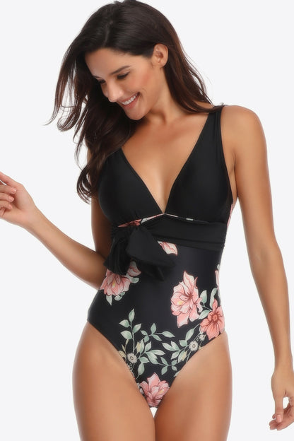 Floral Tied One-Piece Swimsuit - Nicole Lee Apparel