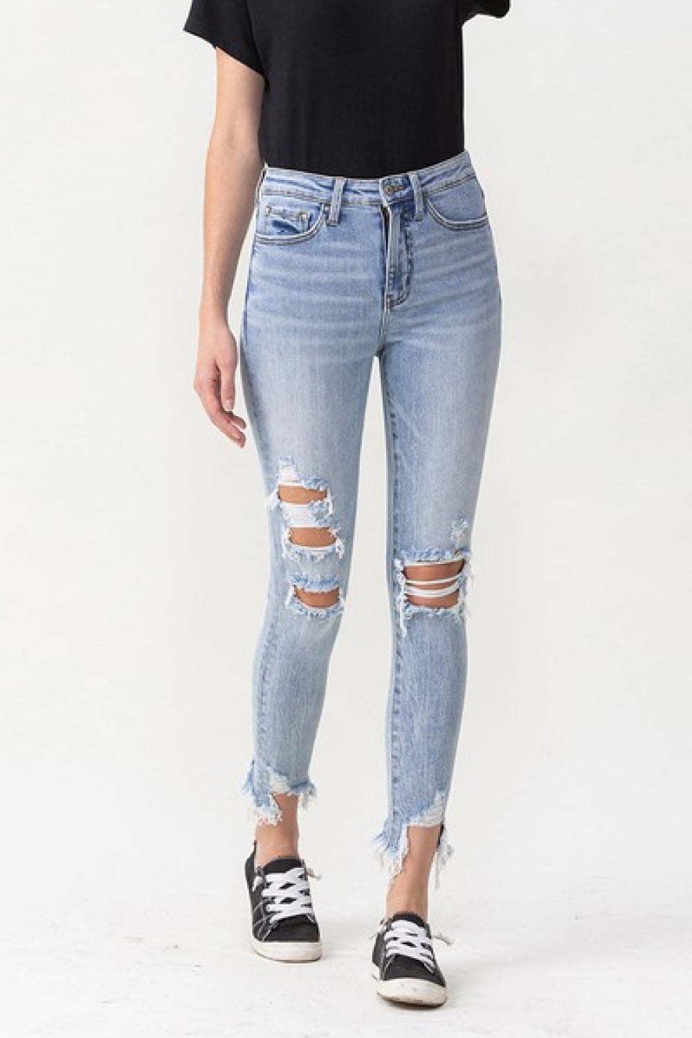 Lovervet Full Size Lauren Distressed High Rise Skinny Jeans - Nicole Lee Apparel