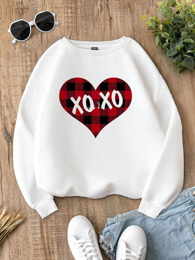 XOXO Heart Round Neck Sweatshirt - Nicole Lee Apparel